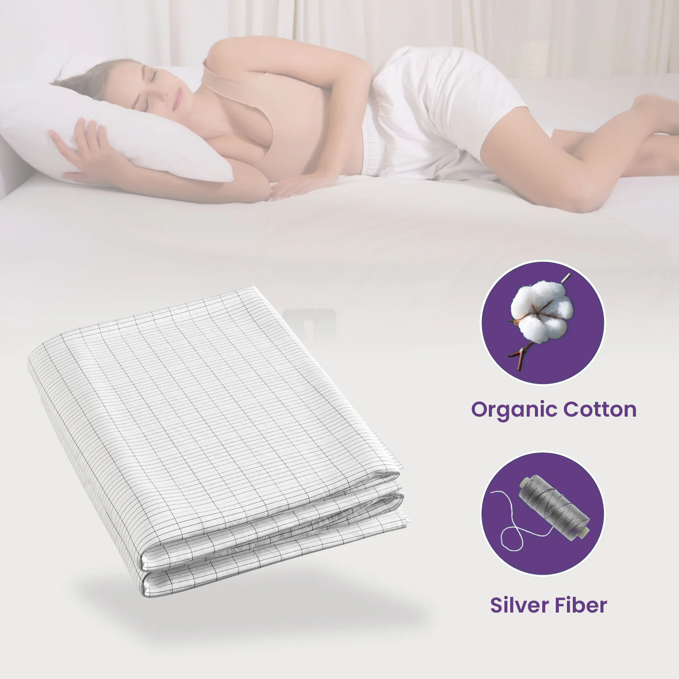 LulaPad™ Fitted Grounding Bed Sheet (Cord & Plug Included)